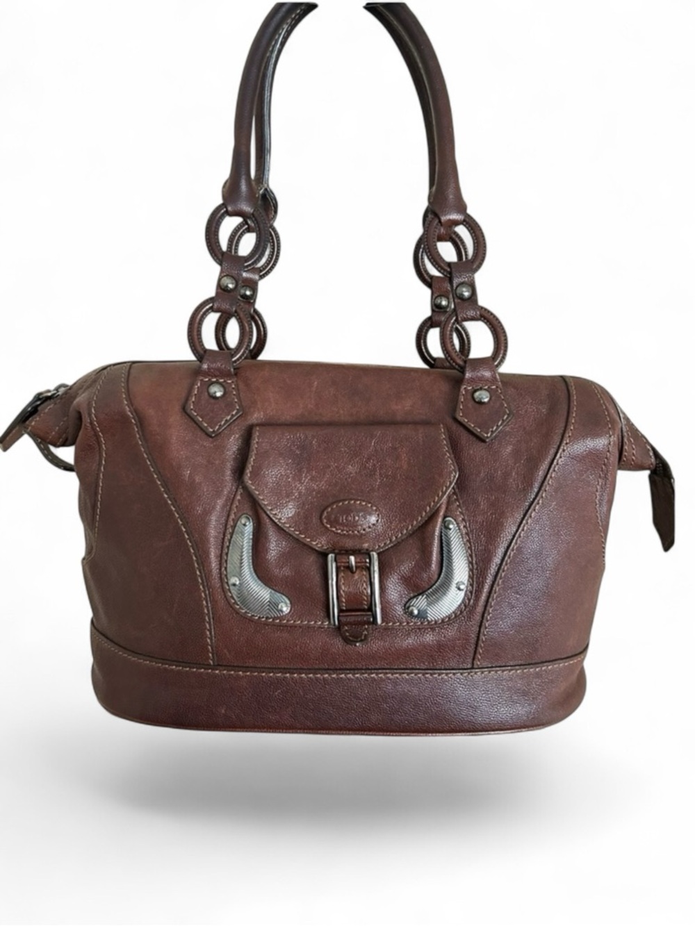 TOD’S Textured Leather Satchel w/dust bag - Picture 1 of 17
